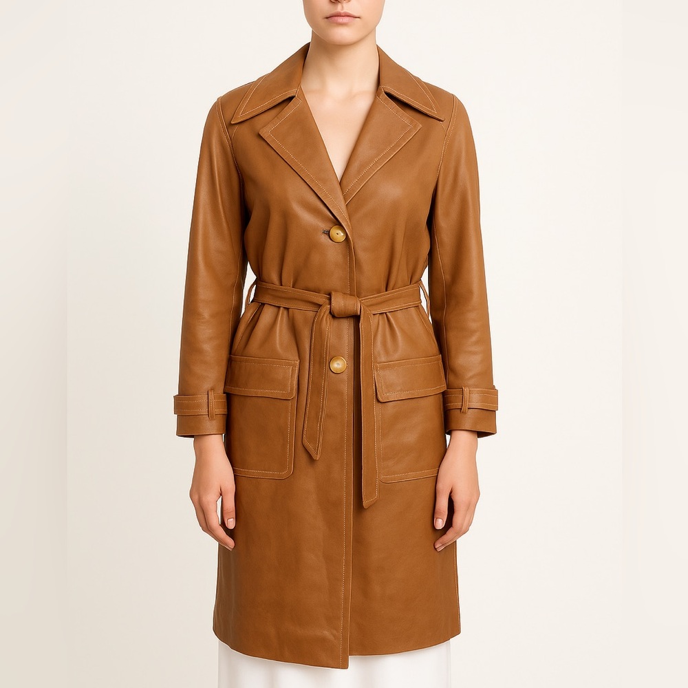 Loewe Vintage Jacket Coat Leather Trench Long